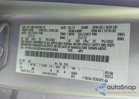 2017 Ford Escape Se из США, поврежденный, VIN 1FMCU0GD4HUD03292